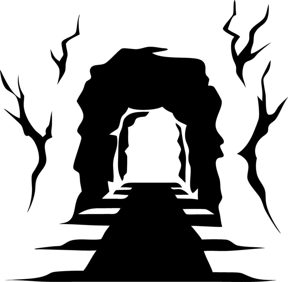 Mysterious Cave Entrance Silhouette for Halloween Design and Decoration vector