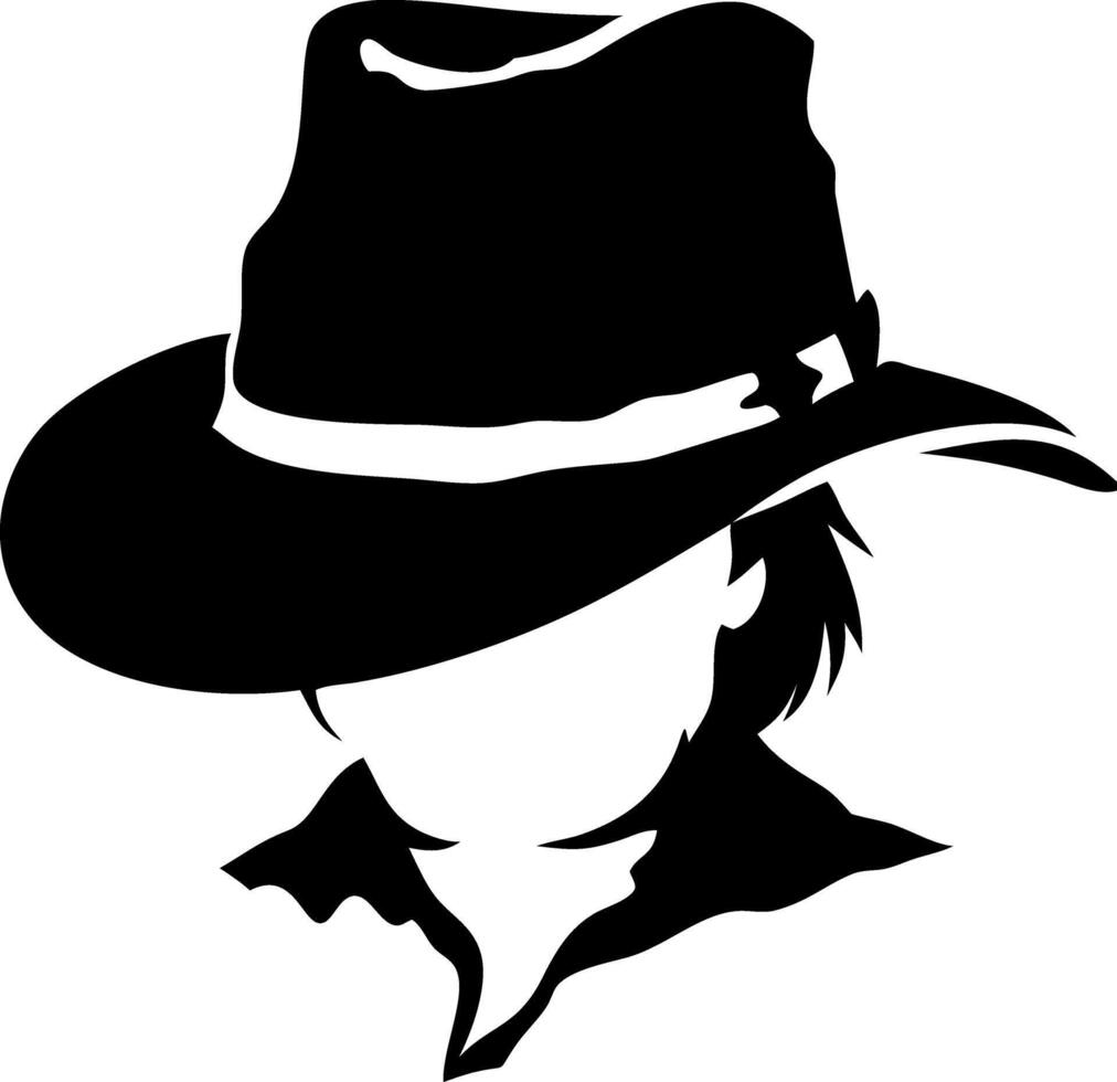 Mysterious Cowboy Silhouette with Fedora Hat for Western Themed Design vector
