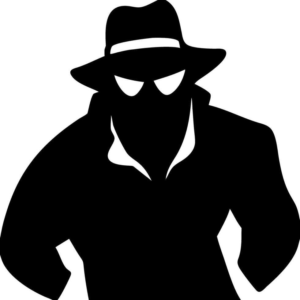 Mysterious Detective Silhouette for Spy Novel Illustrations and Poster Designs vector