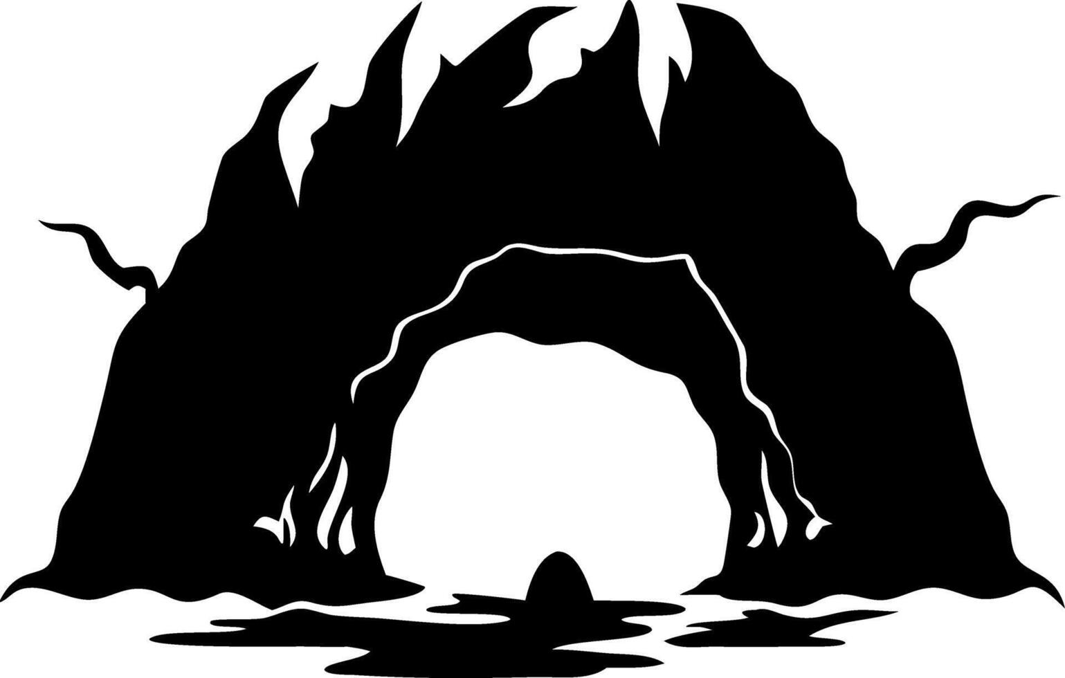 Mysterious Dark Cave Silhouette Design for Fantasy Art and Illustration Projects vector