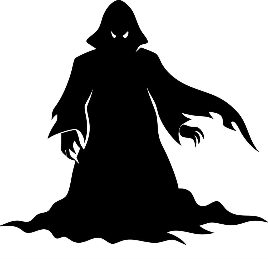 Mysterious Hooded Figure Silhouette for Halloween and Spooky Designs vector