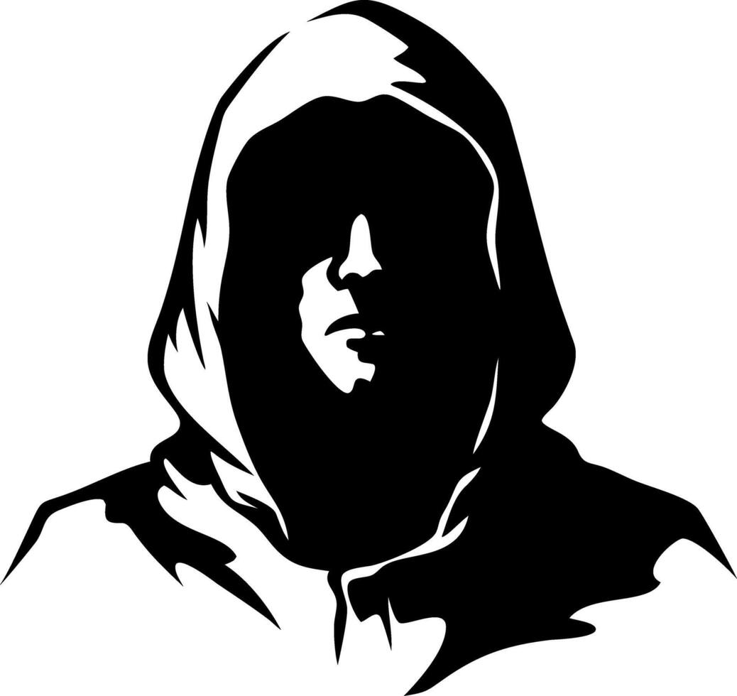 Mysterious Hooded Figure Silhouette for Tattoos and Graphic Design vector