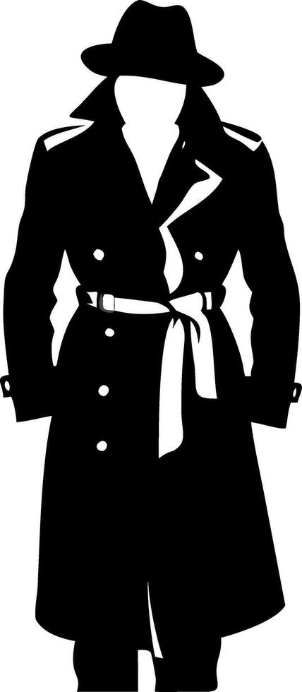 Mysterious Detective Silhouette in Trench Coat Illustration for Graphic Design vector