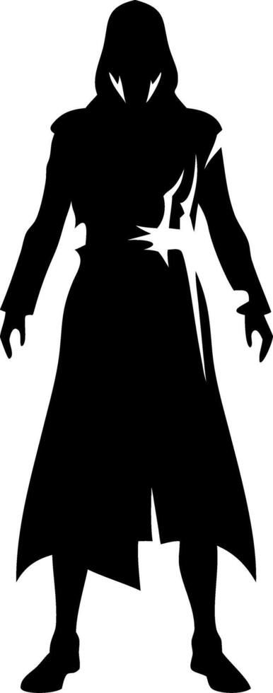 Mysterious Hooded Figure Silhouette for Tattoo and Graphic Design vector