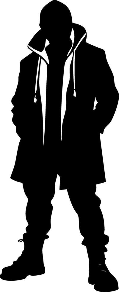 Mysterious Hoodie Man Silhouette Stylish Urban Fashion Design vector