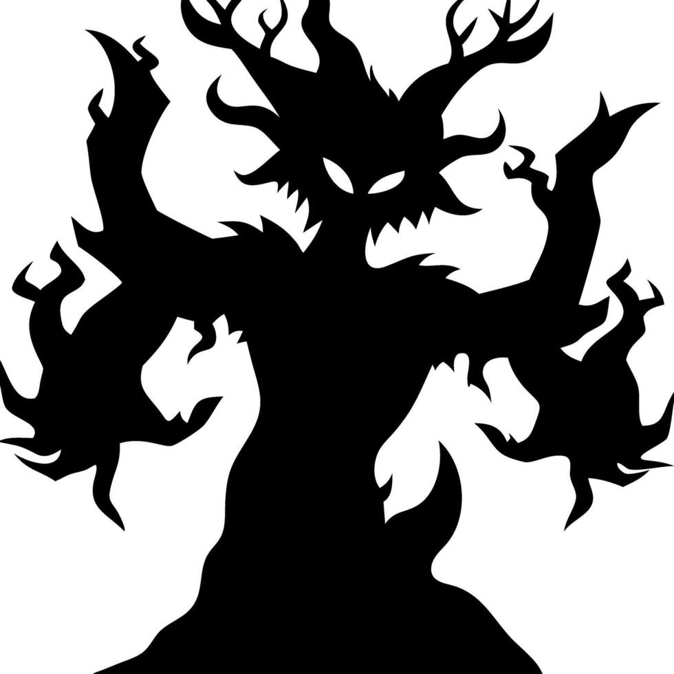 Mysterious Shadowy Tree Creature Silhouette Art for Halloween and Fantasy Themes vector