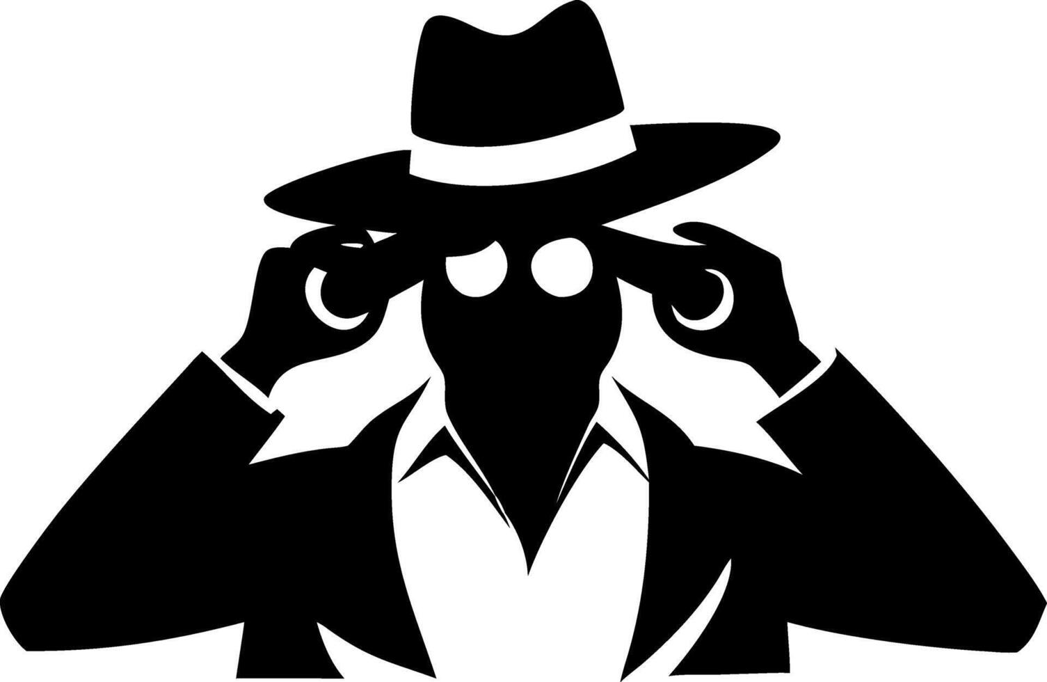 Mysterious Spy Silhouette with Hat and Sunglasses vector