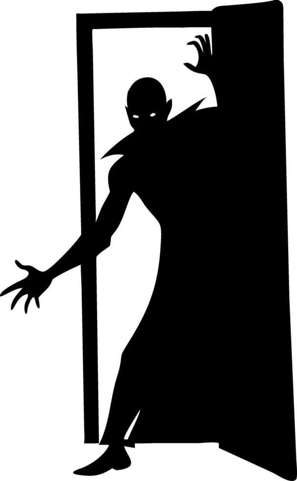 Mysterious Vampire Silhouette Creeping Doorway Spooky Illustration for Halloween Decor vector