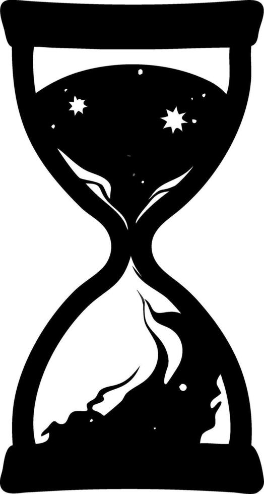 Mystic Hourglass with Galaxy Sand Art for Tattoos and Book Illustrations vector