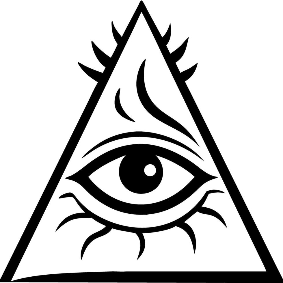 Mystical All Seeing Eye Pyramid Symbol Design for Tattoos and Posters vector