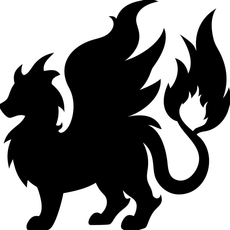 Mythical Creature Silhouette Winged Beast Fantasy Art Design vector
