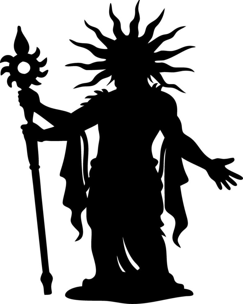 Mythical Sun Deity Silhouette Ancient Figure Illustration vector