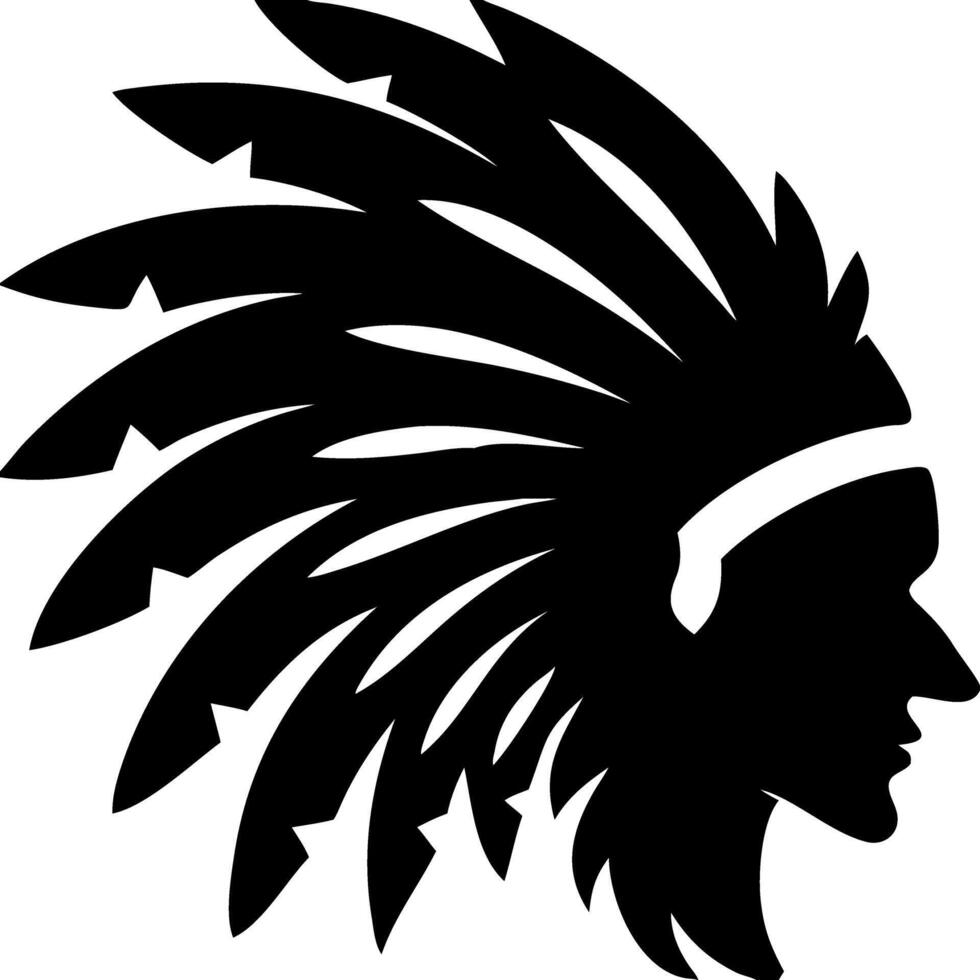 Native American Headdress Silhouette Artistic Design for Tattoo or Coloring Book vector
