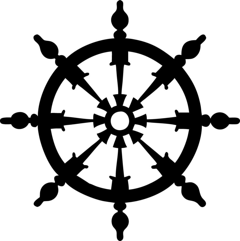 Nautical Ship Wheel Silhouette for Decoration and Design Projects vector