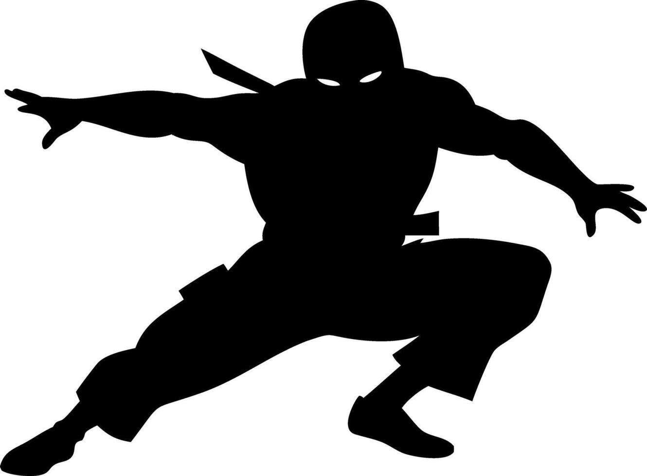 Ninja Silhouette Dynamic Pose Art for Creative Projects vector