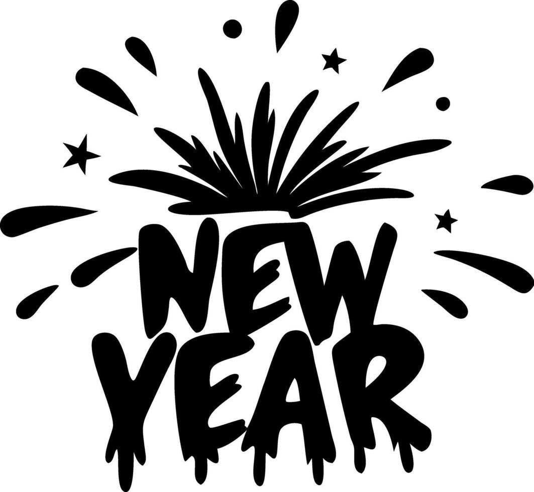 New Year Celebration Graphic with Fireworks Silhouette Art for Festive Designs vector