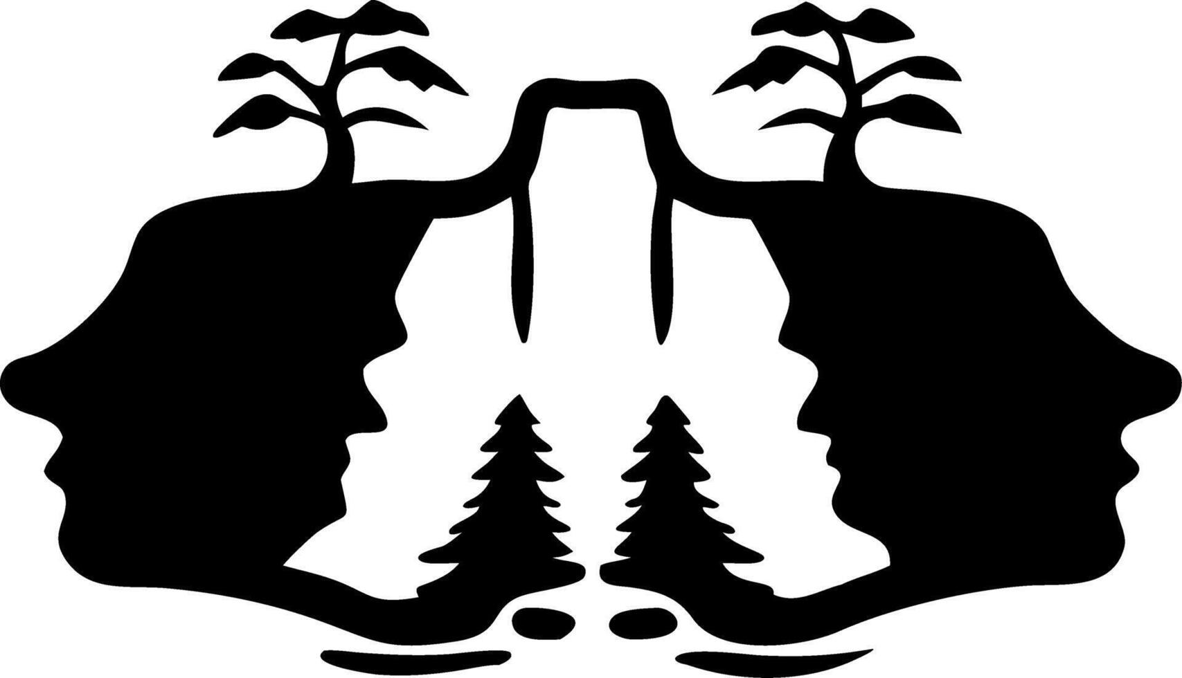 Optical Illusion Abstract Face Landscape Art for Creative Design vector