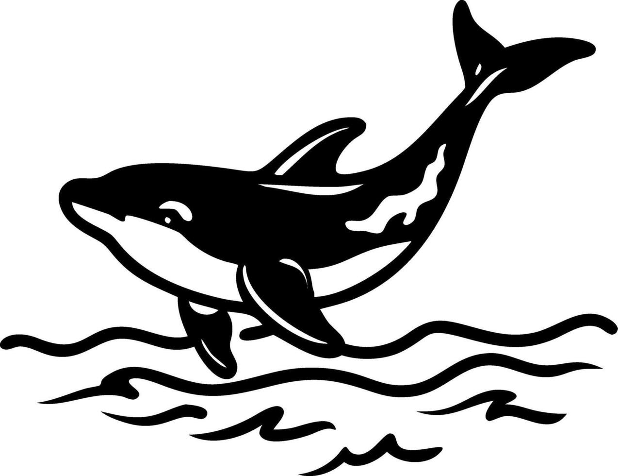 Orca Killer Whale Swimming Art for Marine Themed Designs and Tattoos vector