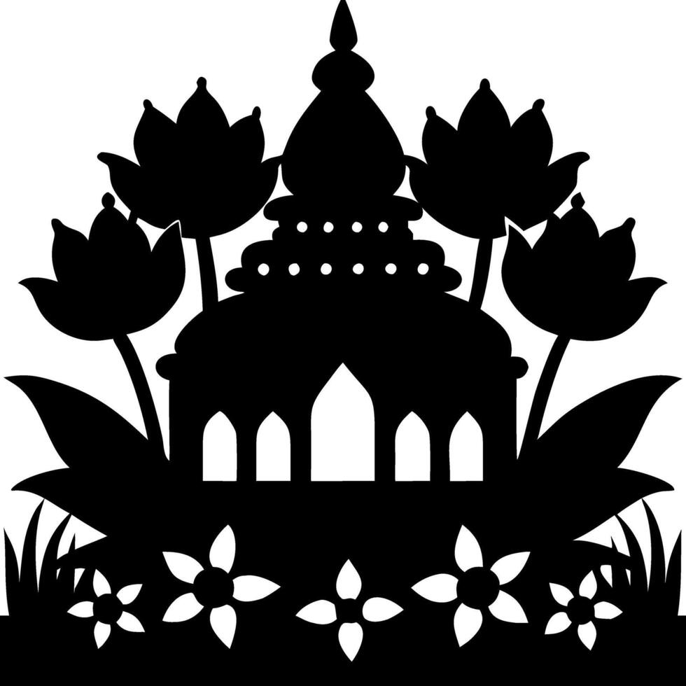 Ornamental Lotus Temple Silhouette for Creative Design and Decor vector