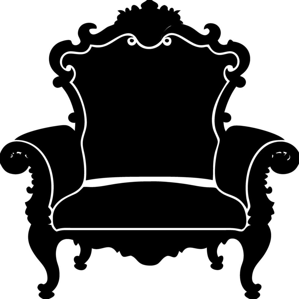 Ornate Elegant Armchair Silhouette for Decoration and Design Projects vector