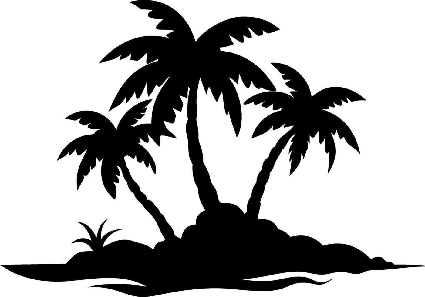 Palm Tree Silhouette Tropical Island Illustration for Design and Decoration vector