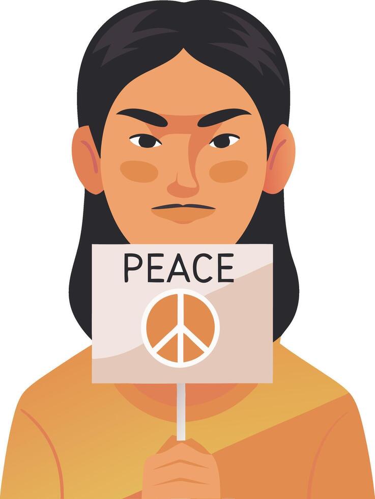 Peace Activist Holding Sign Illustration for Campaigns and Educational Materials vector