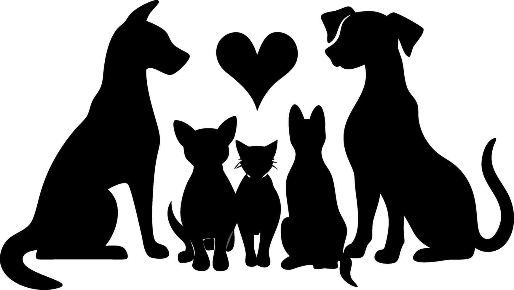 Pet Silhouette with Heart Symbol Ideal for Animal Lovers and Decor vector