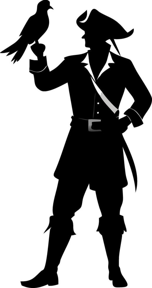 Pirate Silhouette with Parrot Artwork for Tattoo and Design Projects vector