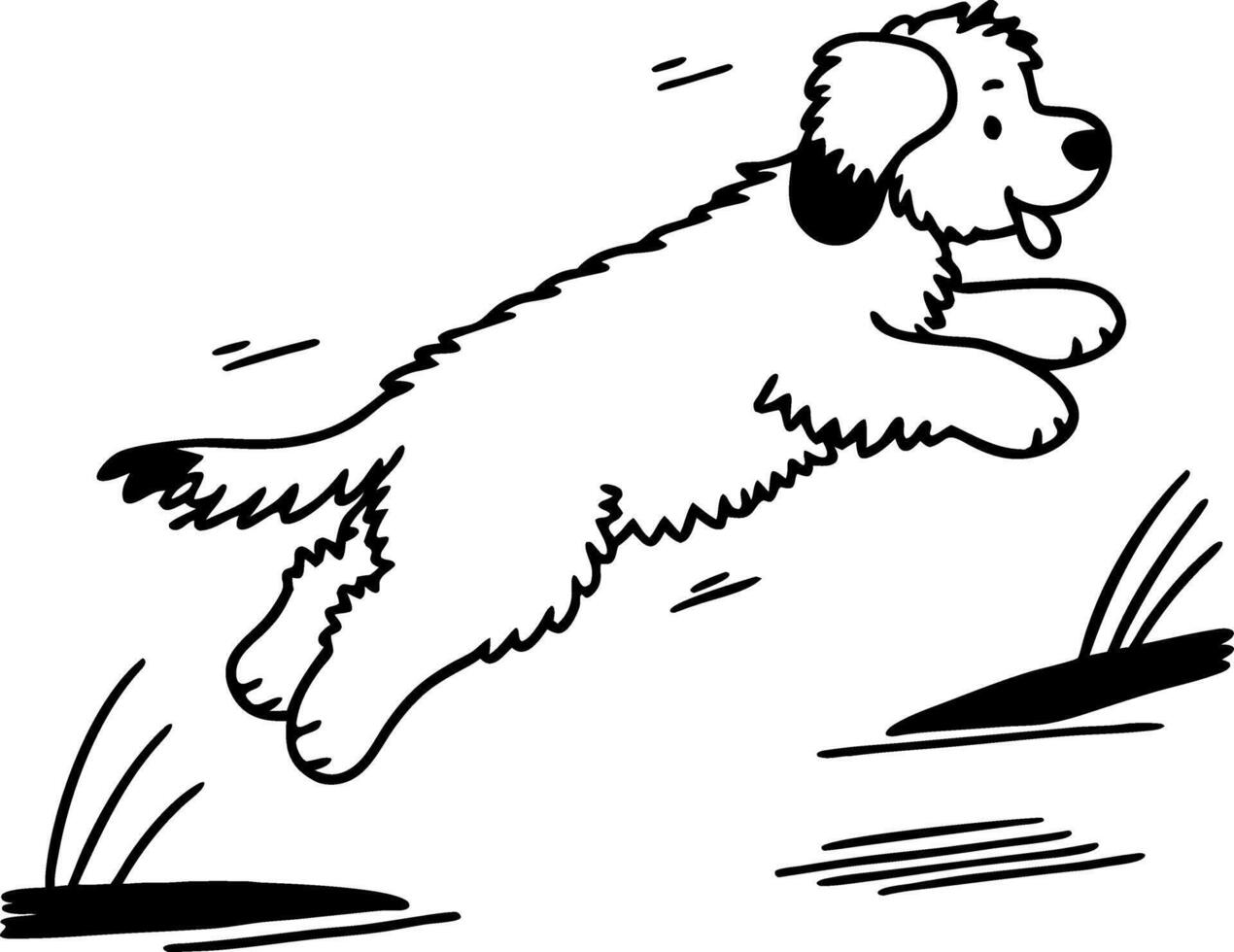 Playful Dog Cartoon Illustration for Coloring Book and Kids Art Projects vector