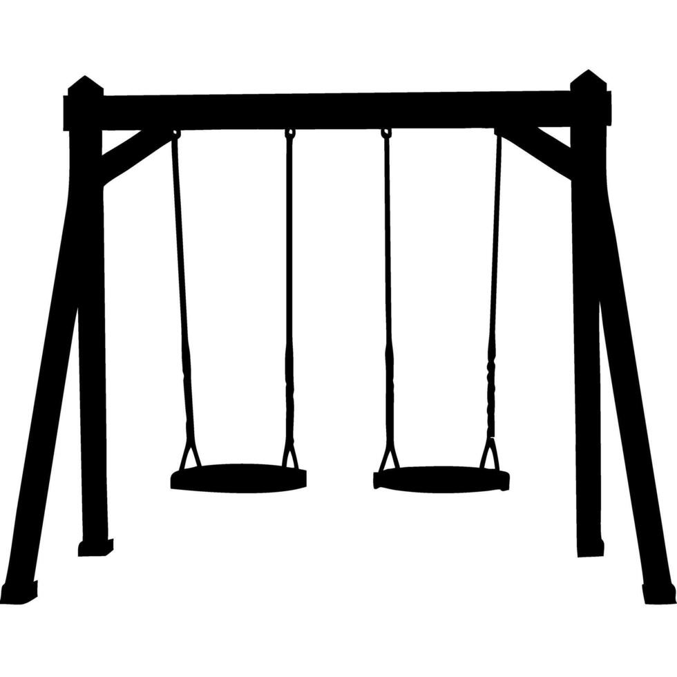 Playground Swing Set Silhouette Art for Design and Coloring Projects vector