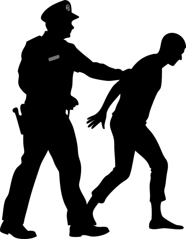 Police Officer Arresting Suspect Silhouette for Legal Education and Awareness vector