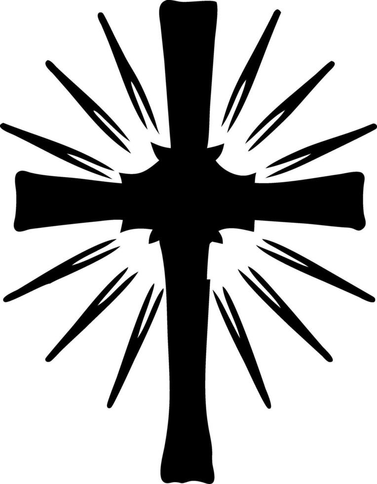 Radiant Cross Silhouette Religious Symbol for Spiritual Design and Inspiration vector