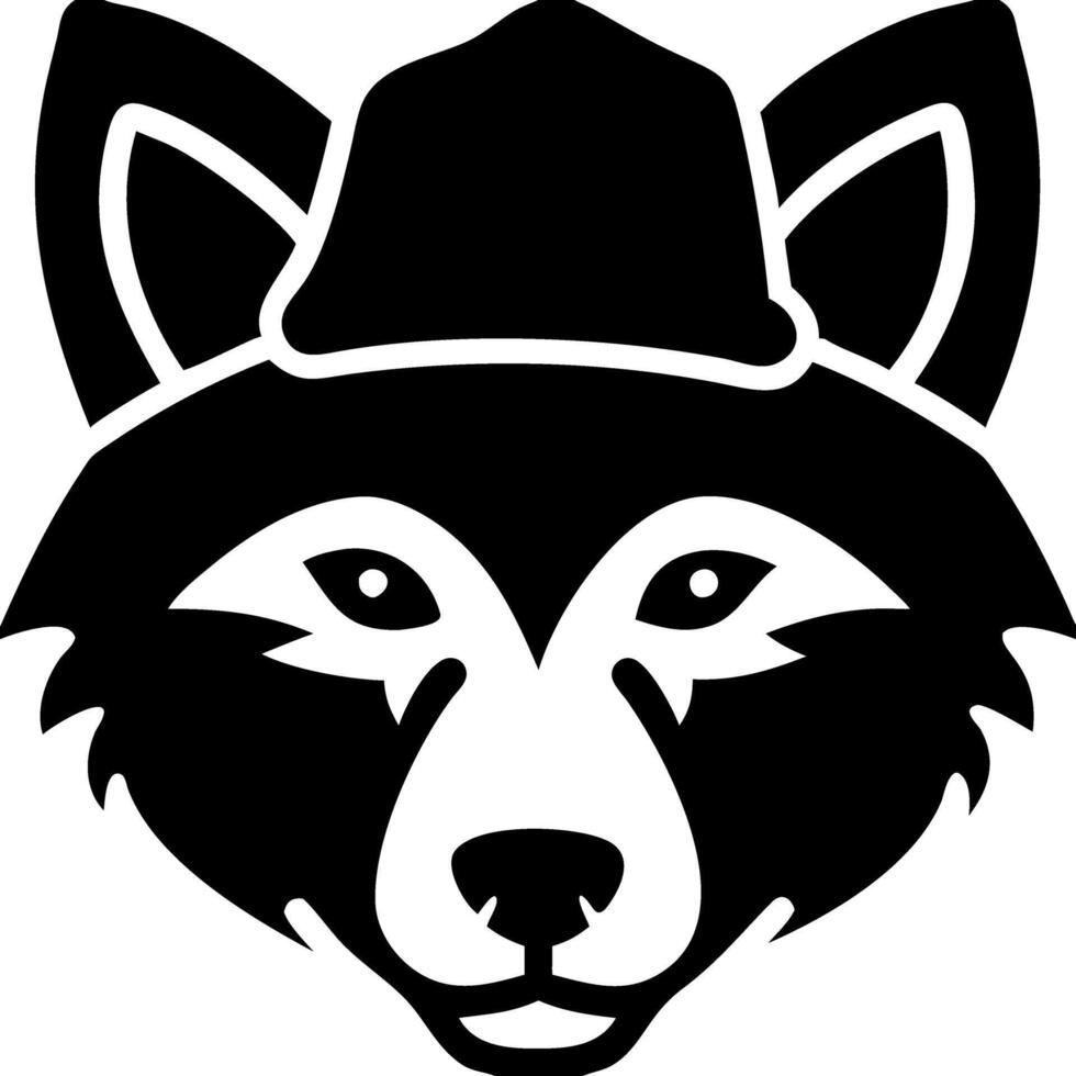 Raccoon Face with Hat Black and White Art for Design and Decoration vector