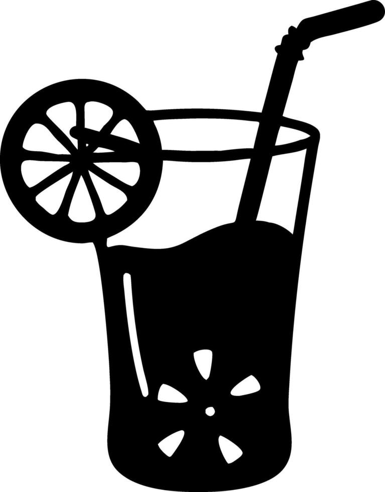 Refreshing Lemonade Drink Silhouette with Straw and Lime Slice for Designs vector