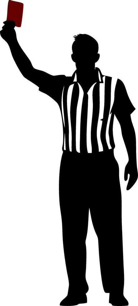 Referee Silhouette Raising Red Card Symbol of Sports Penalty and Fair Play vector