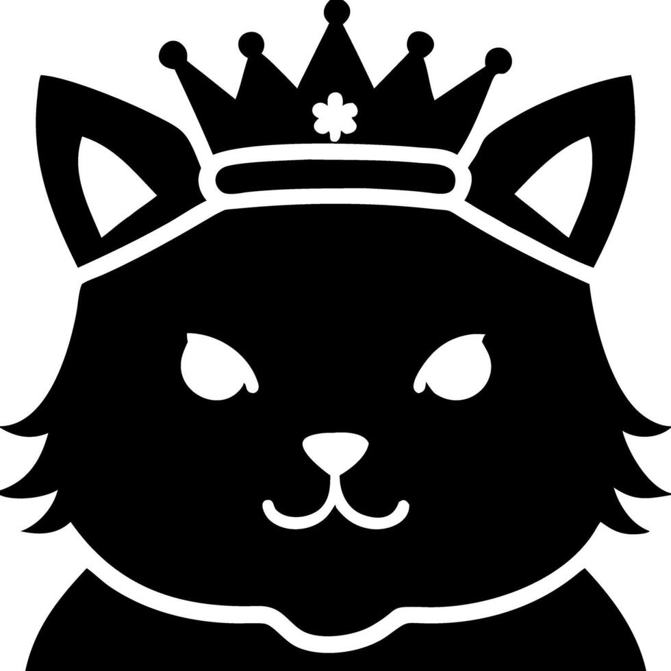 Regal Cat Silhouette with Crown for Design and Crafts vector