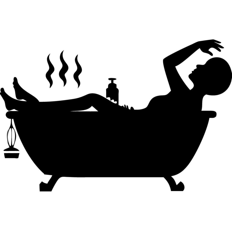 Relaxing Woman Silhouette in Bathtub Illustration for Spa and Wellness Design vector