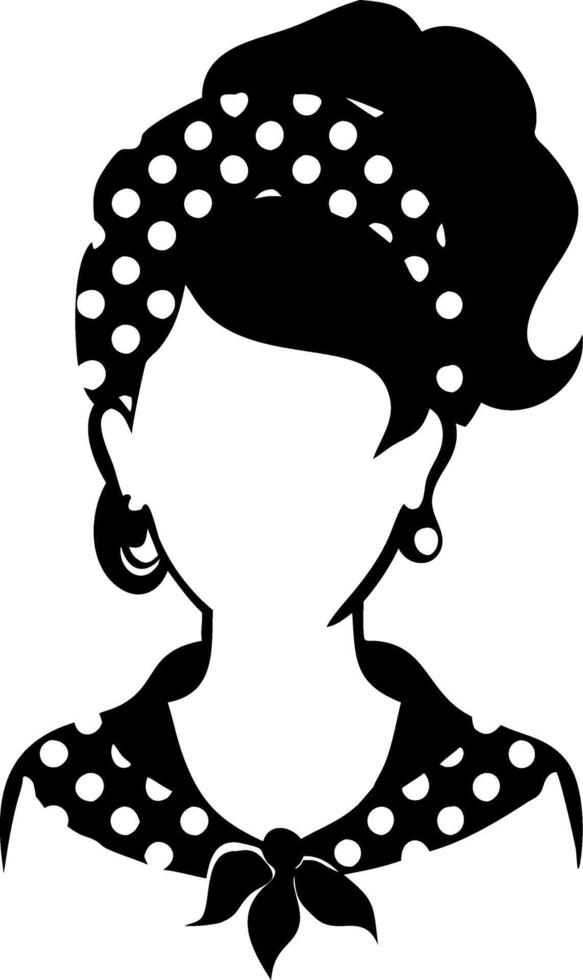 Retro Woman Silhouette with Polka Dot Headscarf for Vintage Design and Craft Projects vector