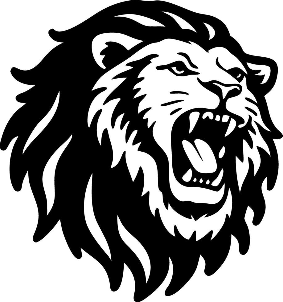 Roaring Lion Head Silhouette Art for Tattoo and Design Projects vector
