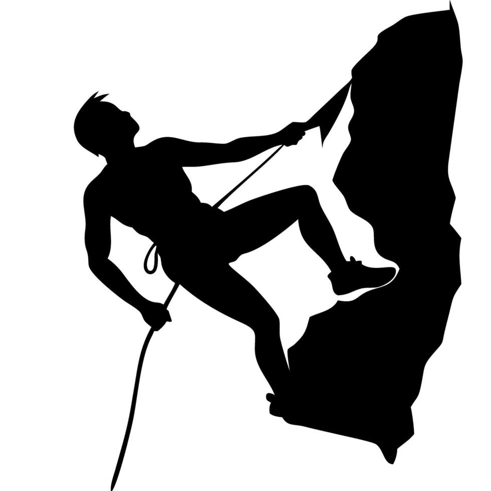 Rock Climber Silhouette Ascending Cliff Illustration for Outdoor Adventure Designs vector