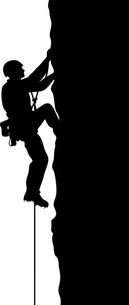Rock Climber Silhouette Scaling Cliff Illustration for Adventure and Sports Design vector
