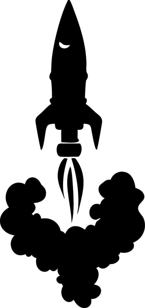 Rocket Launch Silhouette Modern Design for Space Projects and Illustrations vector