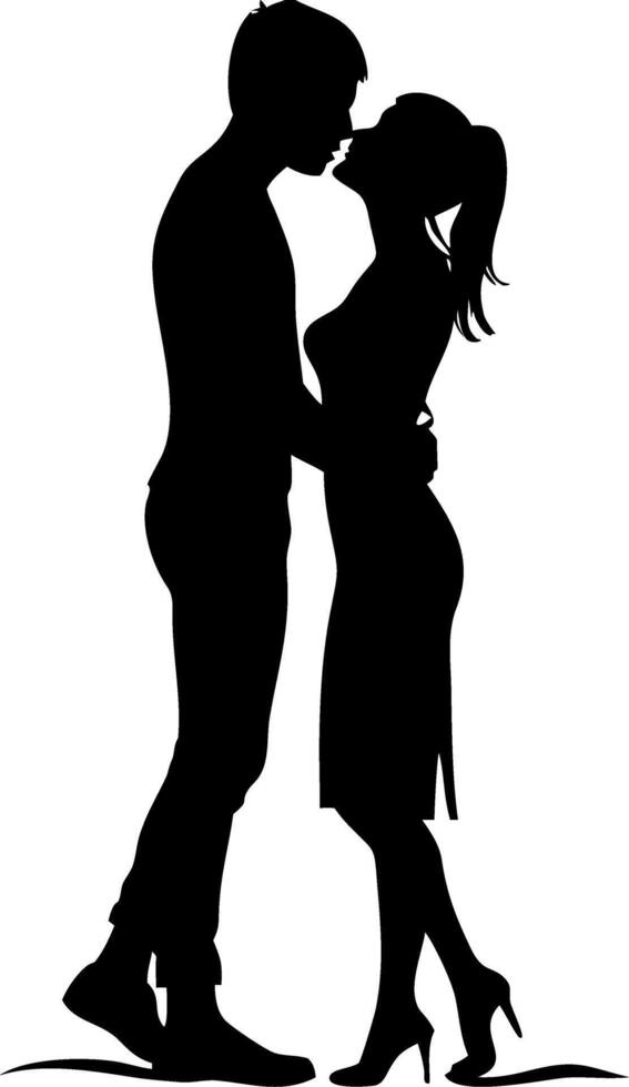 Romantic Couple Silhouette Embracing Love Illustration for Art and Design vector