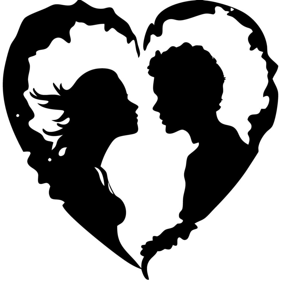 Romantic Couple Silhouette Heart for Valentines Crafts Decor vector