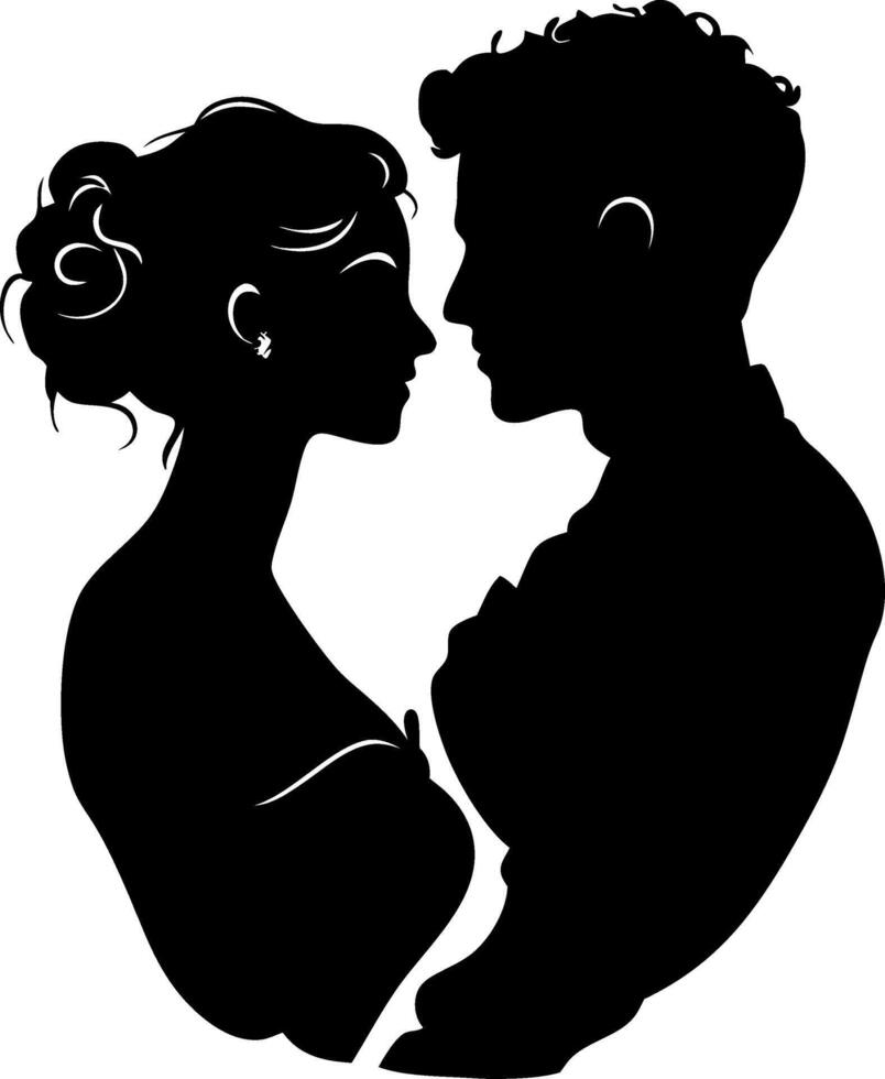Romantic Couple Silhouette Illustration for Wedding Invitations or Decor vector