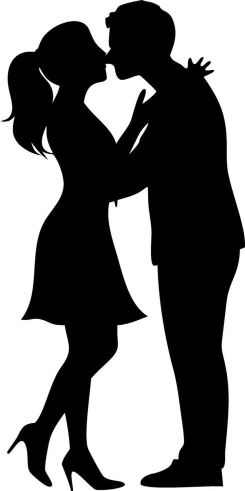 Romantic Couple Silhouette Kissing Illustration for Love Themes and Art Projects vector