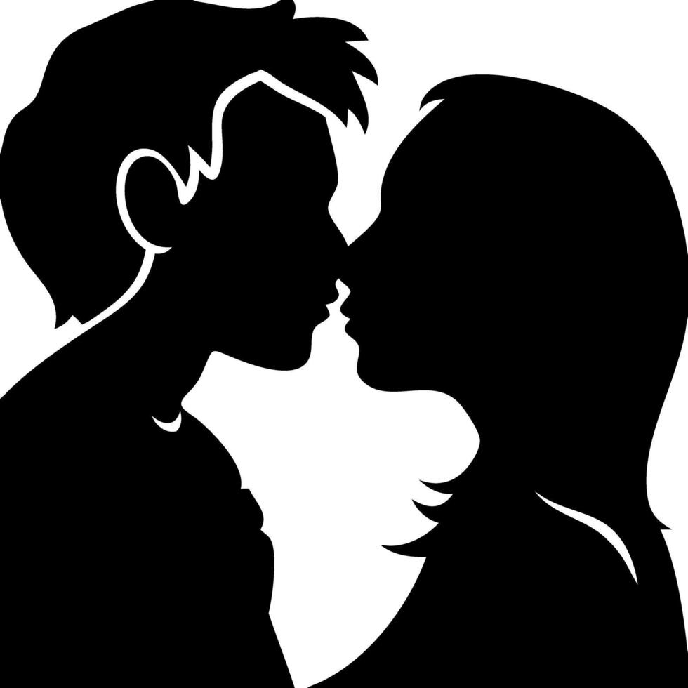 Romantic Couple Silhouette Intimate Kiss for Art Prints and Greeting Cards vector