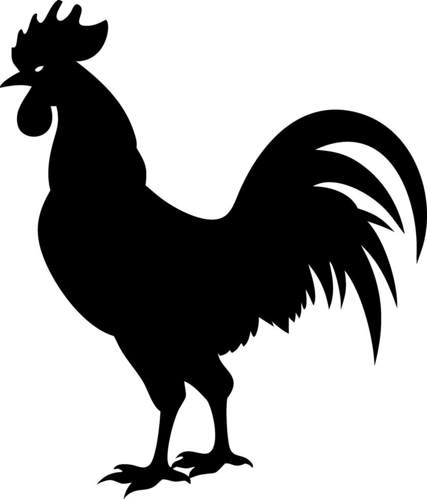 Rooster Silhouette Artwork Ideal for Farm Decor and Tattoo Design vector