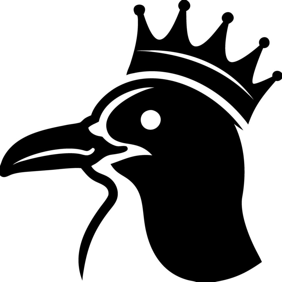 Royal Bird Silhouette with Crown Art for Logos and Tattoo Designs vector