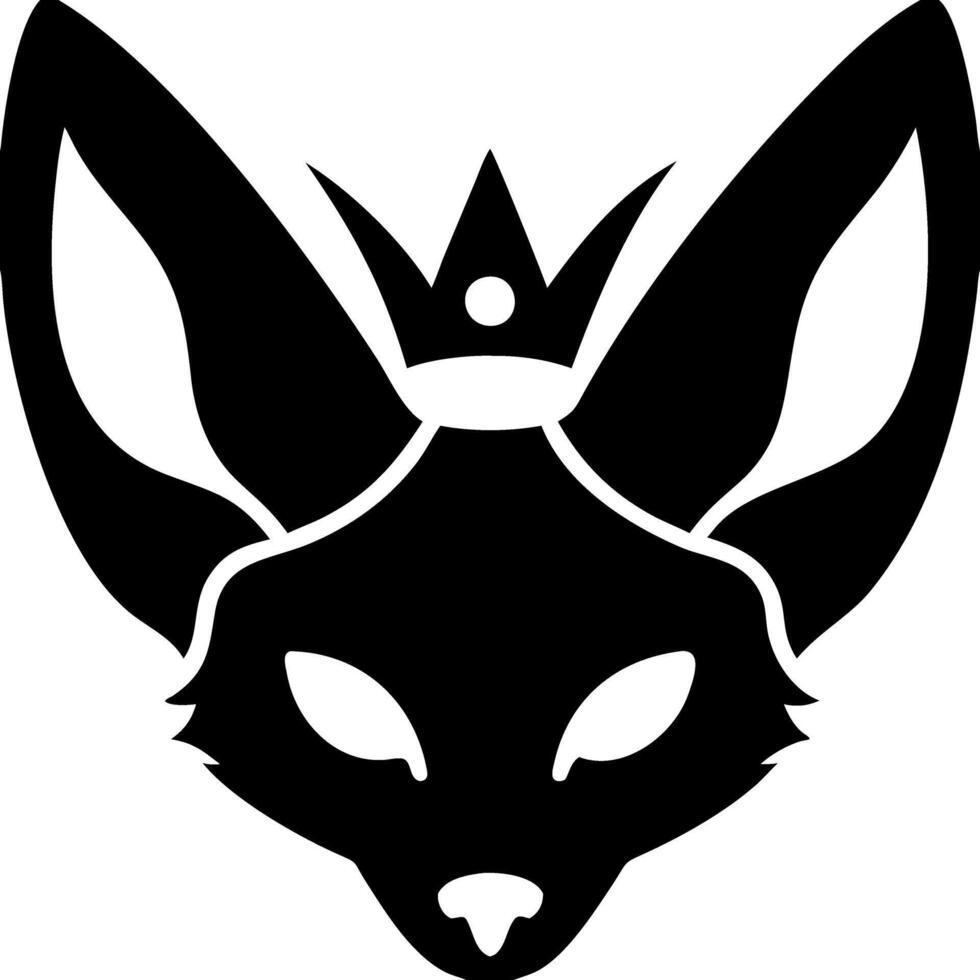 Royal Fox Head Silhouette with Crown Perfect for Tattoo and Design Projects vector
